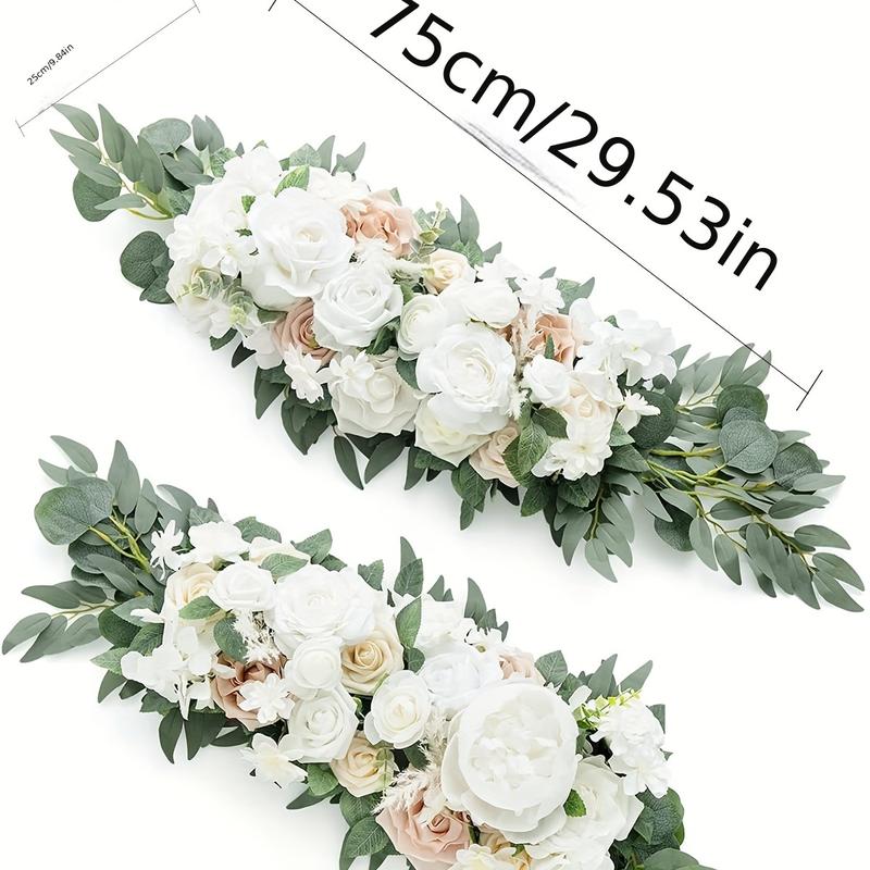 2Pieces Artificial Flower, Artificial Wedding Flowers Row Champagne Table Runner Centerpiece Arrange Reception Arches Wall Setting Decor