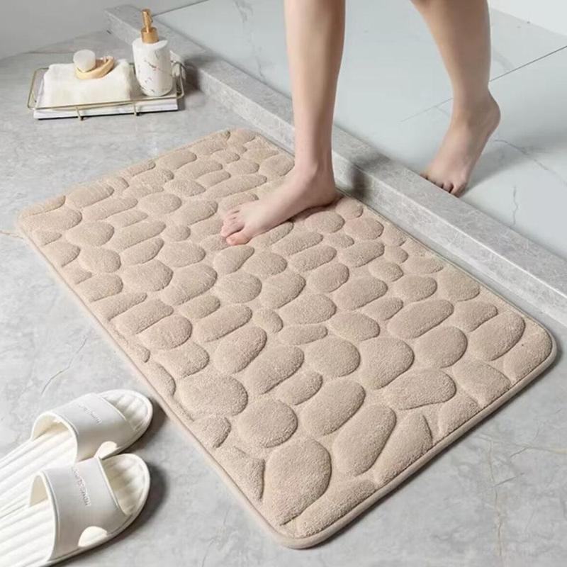 Cobblestone Pattern Bath Mat, 1 Count Memory Foam Non-slip Bathroom Rug, Soft Absorbent Bath Mat for Bathroom Accessories