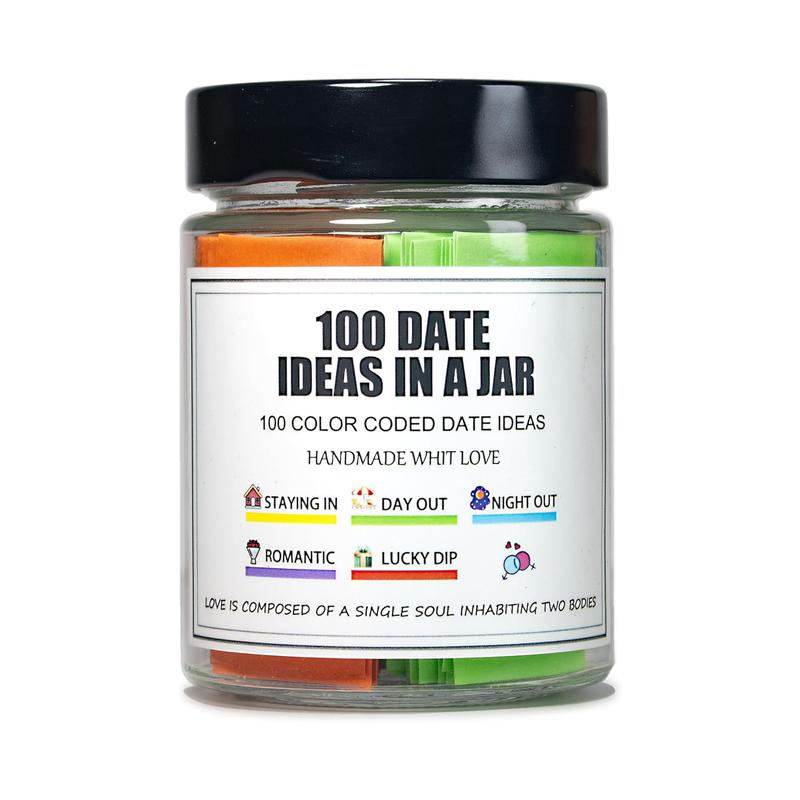 200 Date Ideas In A Jar,Date Night Ideas,Color-coded Jar of dating Ideas,Date Night games,Bridal Shower Gift,Registry Wedding Gifts Boyfriend Light