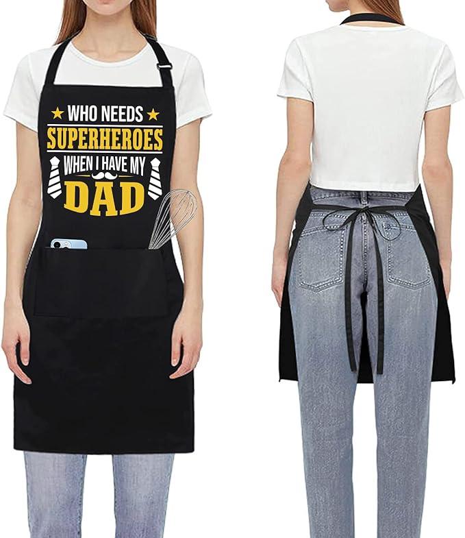 Drawelry Funny Aprons for Men Dad: Birthday Gifts Grill Cooking BBQ Waterproof Apron for Dad, Adjustable Neck Strap Kitchen Baking