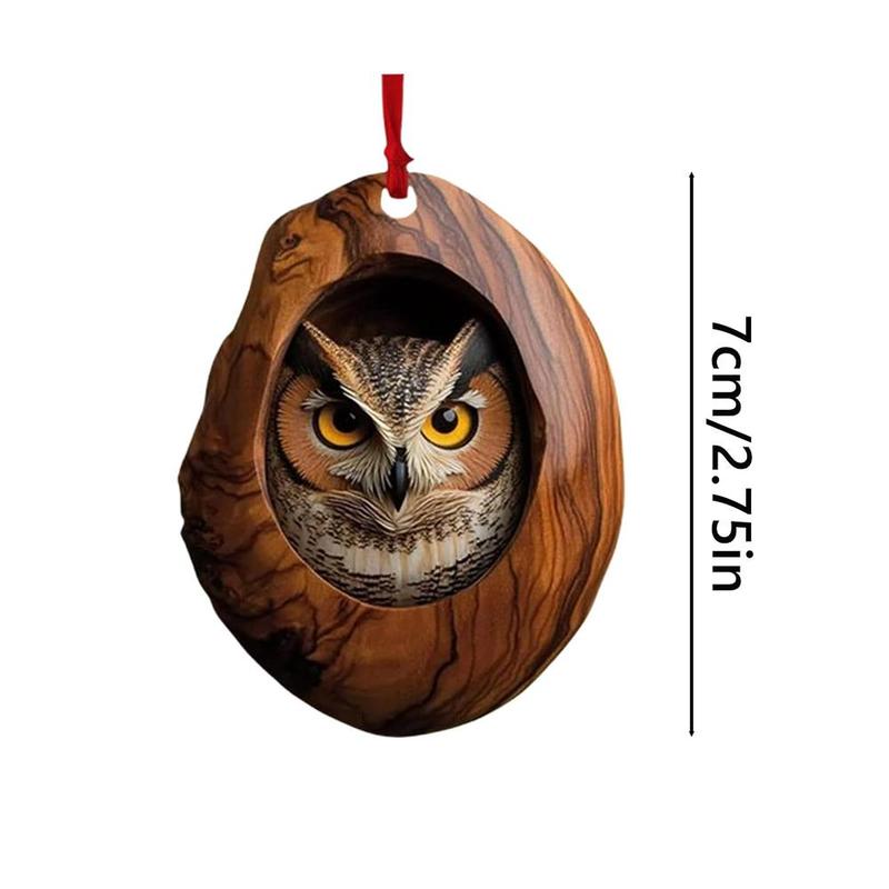 Christmas Themed Animal Pattern Acrylic Ornament, 1 Count Cute Tree Hole Design Hanging Decoration, Seasonal Pendant for Christmas Tree Ceiling Home