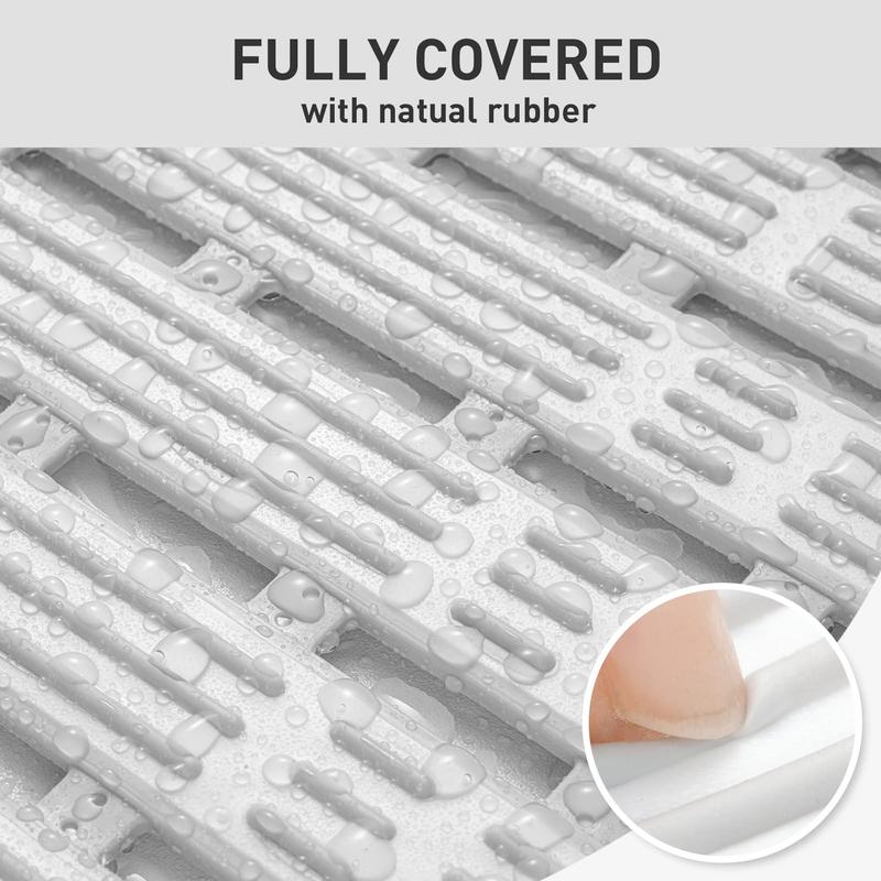 Non-slip Bathroom Mat, Hollow Out Mold Resistant Household Size Cuttable Shower Mat, Machine Washable Shower Rug for Bathroom Accessories