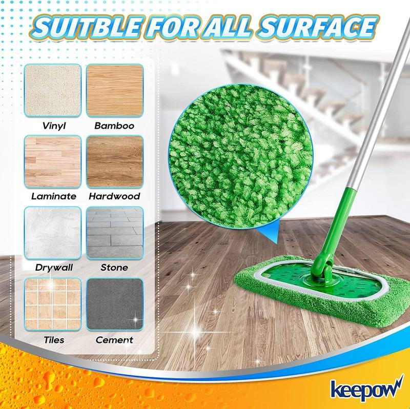 KEEPOW Reusable Flat Mop Microfiber Cotton Cloths for All 10 Inches Flat Mop 4 Packs (mop is not included)