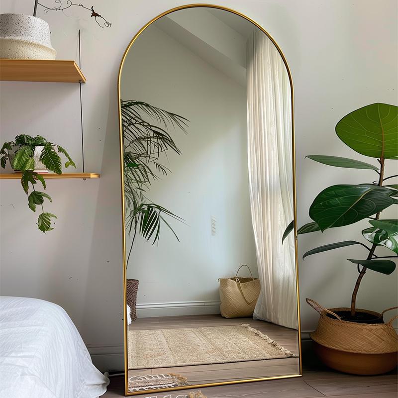 Floor Mirror, Oversized Full Length Mirror with Stand,Arched Full Body Mirror Standing Hanging Leaning against Wall,Body Mirror Aluminum Frame,Giant Mirror for Bedroom Cloakroom