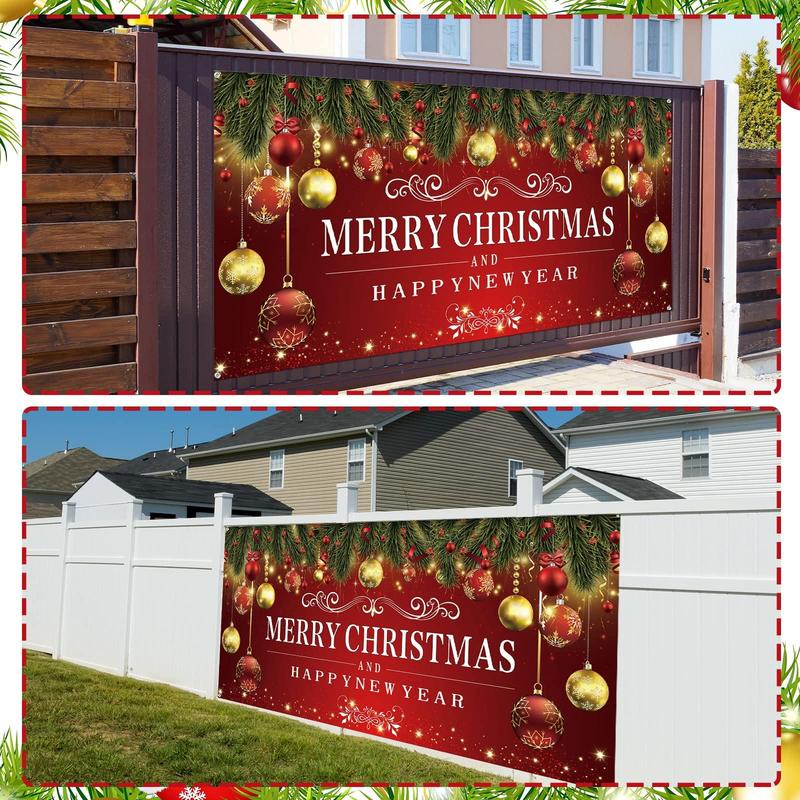 Christmas Holiday Garage Door Banner Decoration, 1 Count Christmas Decorative Banner, Large Backdrop for Home Party Decoration