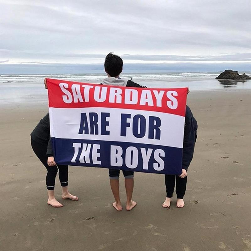 Letter Pattern Flag, Saturdays Are for The Boys Slogan Flag, Party Decorative Banner, Hanging Banner for Home Party Decoration