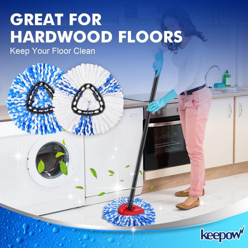 KEEPOW RinseClean Spin Mop Replacement Head, Microfiber Mop Refills Compatible with EasyWring RinseClean 2 Tank System for Floor Cleaning