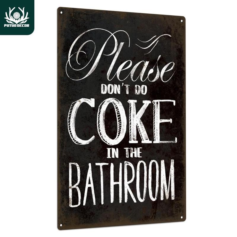 Vintage Tin Sign, Please Don't Coke in The Bathroom Sign, Wall Art Poster for Toilet Man Cave Bathroom Club Decor, Home Decor