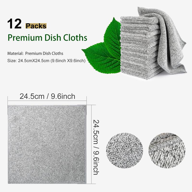 Cleaning Supplies 2024 Kitchen Dishcloth, 12pcs Reusable Multi-function Dishcloth, Household Essentials, Super Absorbent Cleaning Cloth, Cleaning Tools Supplies for Home Kitchen Bathroom Living Room, Summer for Gift