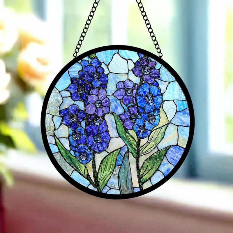 Birth Month Flower Stained Glass Suncatcher Window Hangings, Birth Flower Floral Home Decor Door Hanger Suncatchers Decor, Stained Glass Art