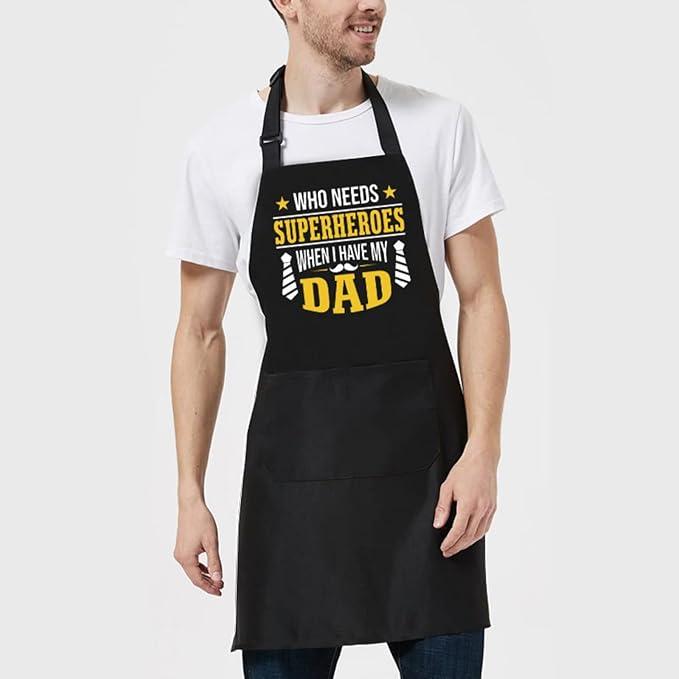 Drawelry Funny Aprons for Men Dad: Birthday Gifts Grill Cooking BBQ Waterproof Apron for Dad, Adjustable Neck Strap Kitchen Baking