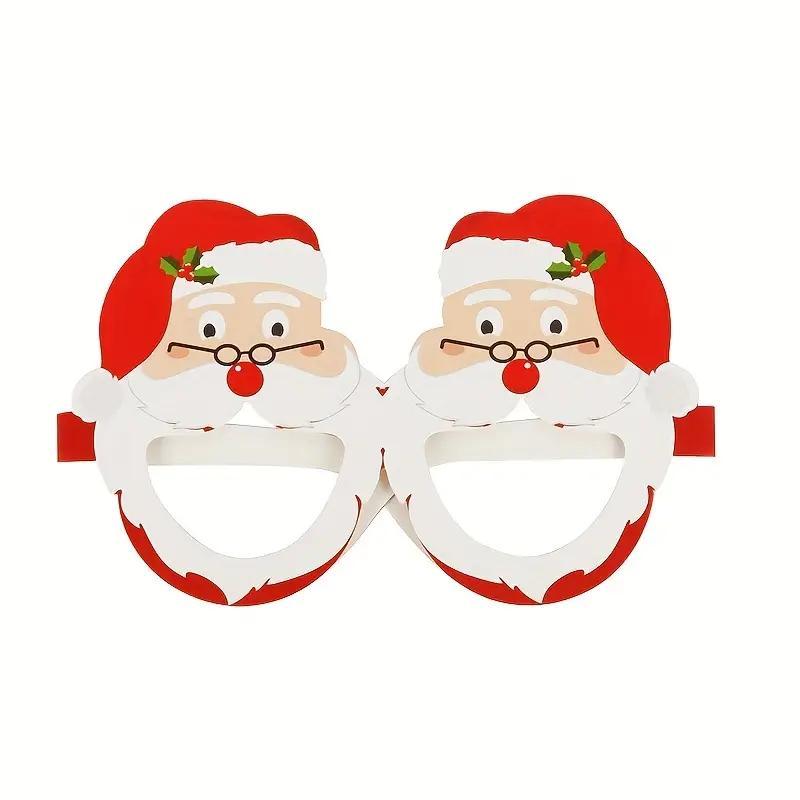 Christmas Themed Photo Props, 9 Counts set Santa Claus Christmas Tree Elk Paper Glasses Photo Frame, Photo Props for Home Party Festival