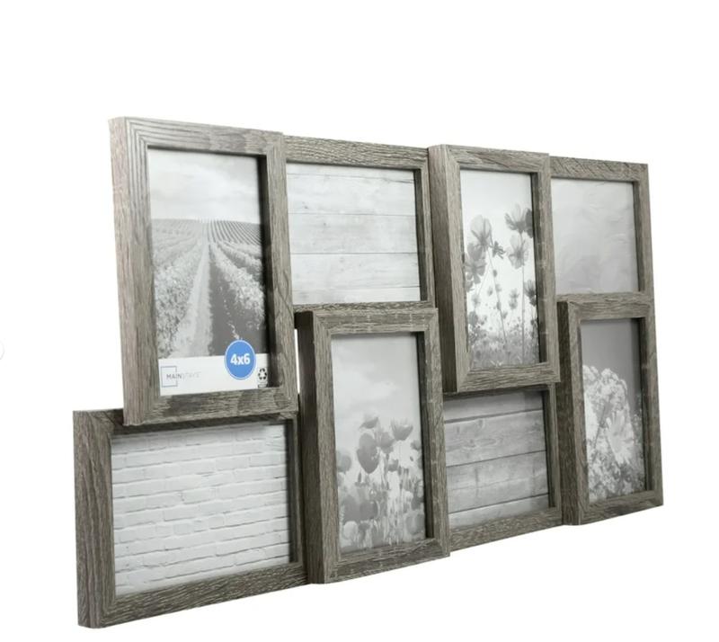 4x6 8-Opening Linear Gallery Collage Picture Frame, Rustic Gray