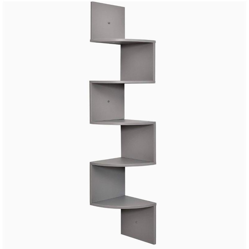 5-Tier Corner Shelves, Floating Corner Shelf, Wall Organizer Storage, Easy-to-Assemble Tiered Wall Mount Shelves for Bedrooms, Bathroom Shelves, Kitchen, Offices, & Living Rooms