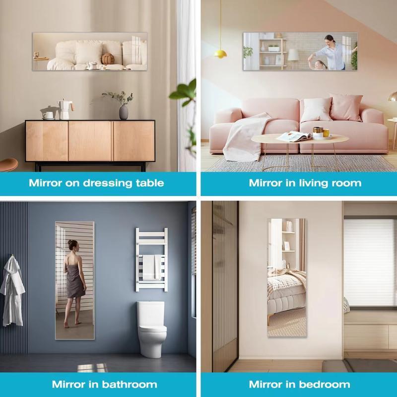 Portable Full Length Soft Mirror,Acrylic Mirror,High Definition Mirror, Back Sticker Adhesive, Seamless Rustproof Crushproof Mirror,Space-saving For Your Apartment,House Living Room,Bedroom,Bathroom,Closet(47.25*15.75*0.1 inches)