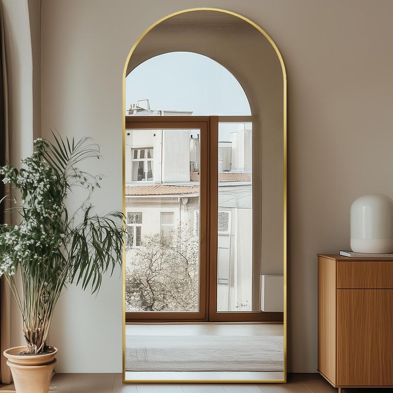 Floor Mirror, Oversized Full Length Mirror with Stand,Arched Full Body Mirror Standing Hanging Leaning against Wall,Body Mirror Aluminum Frame,Giant Mirror for Bedroom Cloakroom