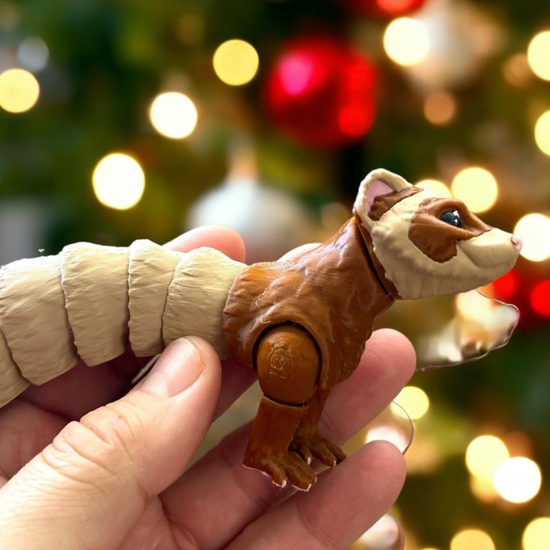 Sable Ferret - Articulated 3D Printed - Unique Home Decor Ornament