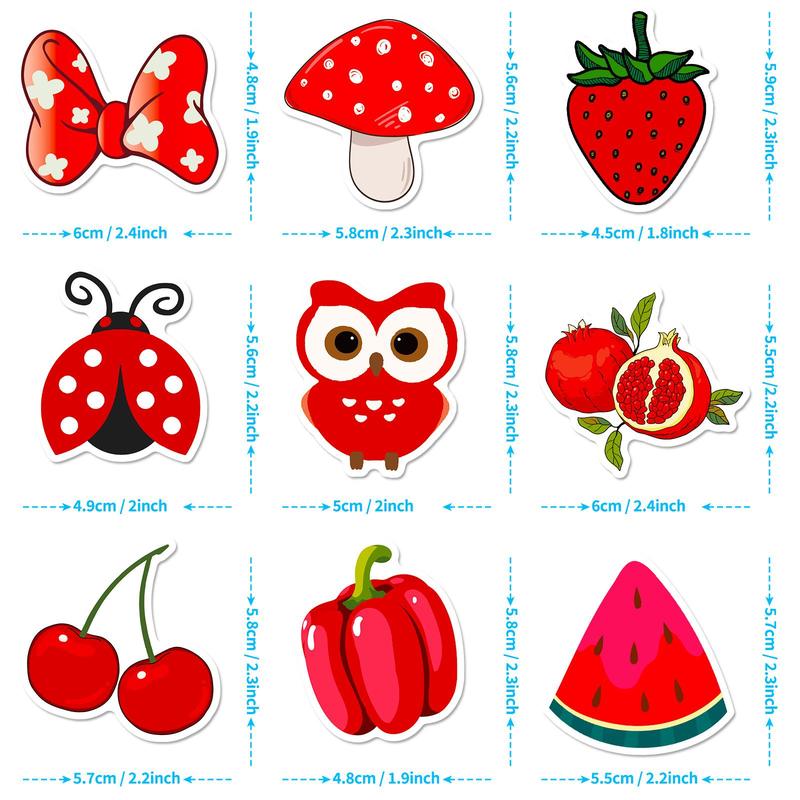 50pcs Red Themed Mixed Pattern Sticker, Cute Cartoon Self-adhesive Decorative Stickers, Diy Decals for Water Bottle, Laptop, Phone Case, Scrapbooking, Journal Making, Gift Wrapping