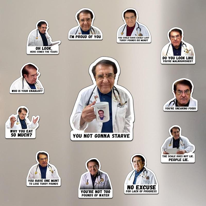 Doctor Phrase Pattern Magnet, 12pcs set Funny Fridge Magnet, Adults Inspirational Refrigerator Magnet for Diet Control