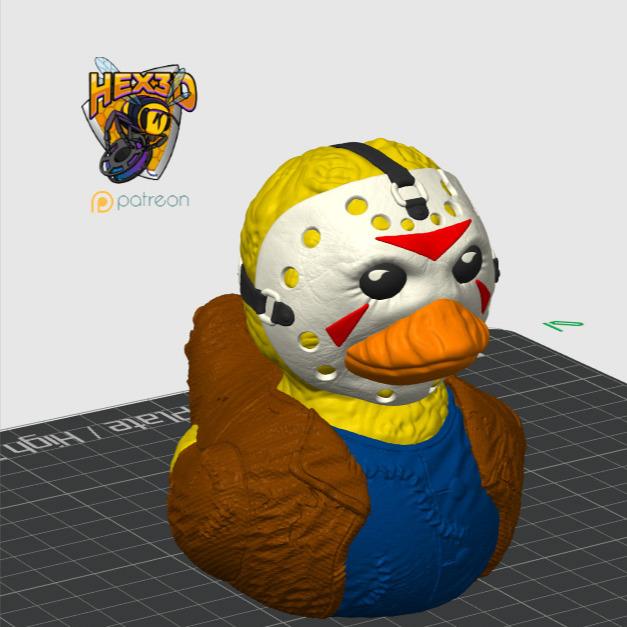 3D Printed Jason Figurine for Duck Collectors and More - Quirky Home Decor by Hex3D Multicolor Ornaments jeep duck