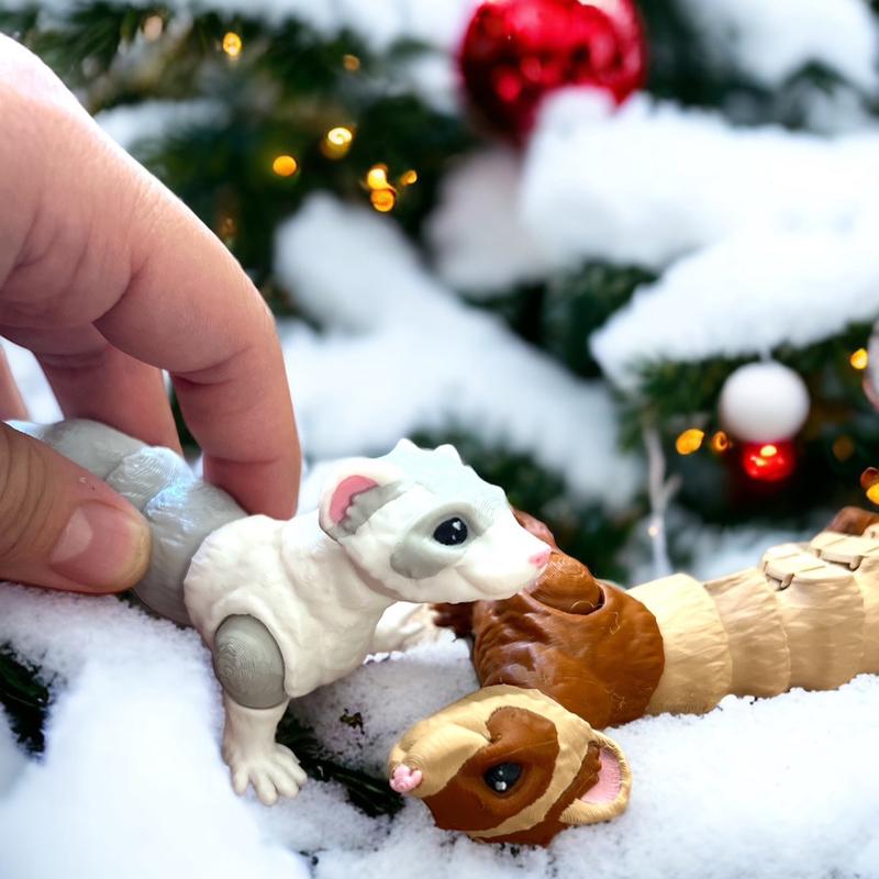 Sable Ferret - Articulated 3D Printed - Unique Home Decor Ornament