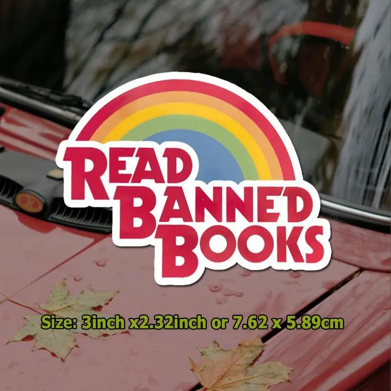 Read Banned Books Sticker, Waterproof Vinyl Sticker, Durable Bumper Sticker for Car, Laptop, Water Bottle, Tool Box, Outdoor Use