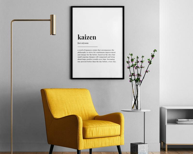 Kaizen Definition Print Poster Prints No Framed, Gifts For Family Friend, Bedroom Wall Decor, Wall Art Home Decor, Modern Wall Art