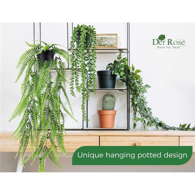 4 Pack Fake Hanging Plants Artificial Decor Faux Potted Greenery Hanging Plants Indoor for Room Home Shelf Outdoor Decor