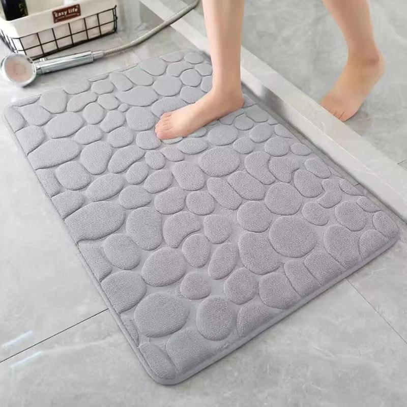 Cobblestone Pattern Bath Mat, 1 Count Memory Foam Non-slip Bathroom Rug, Soft Absorbent Bath Mat for Bathroom Accessories