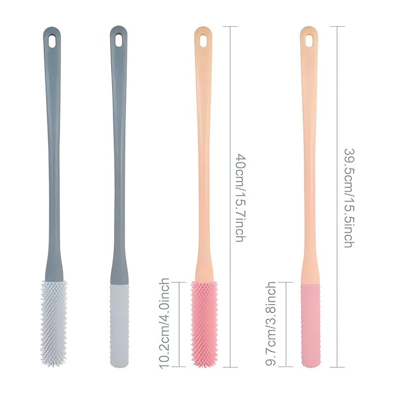 Feet Cleaning Massage brush 2pcs set, Toe Cleaning Brush and exfoliating brush, foot care, Foot Scrubber in Shower with Long Handle Silicone Foot Brush Soft Skin Exfoliation Lotion Applicator, for men,women,Elderly,pregnant women