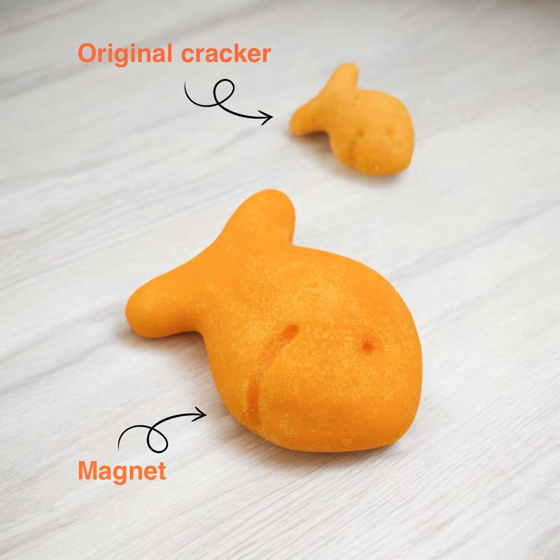 Holdfish Fridge Magnets Large Size Set of 2 Pcs, Goldfish Crackers Lovers Gift Idea for Kitchen Decor, Unique Christmas Gift