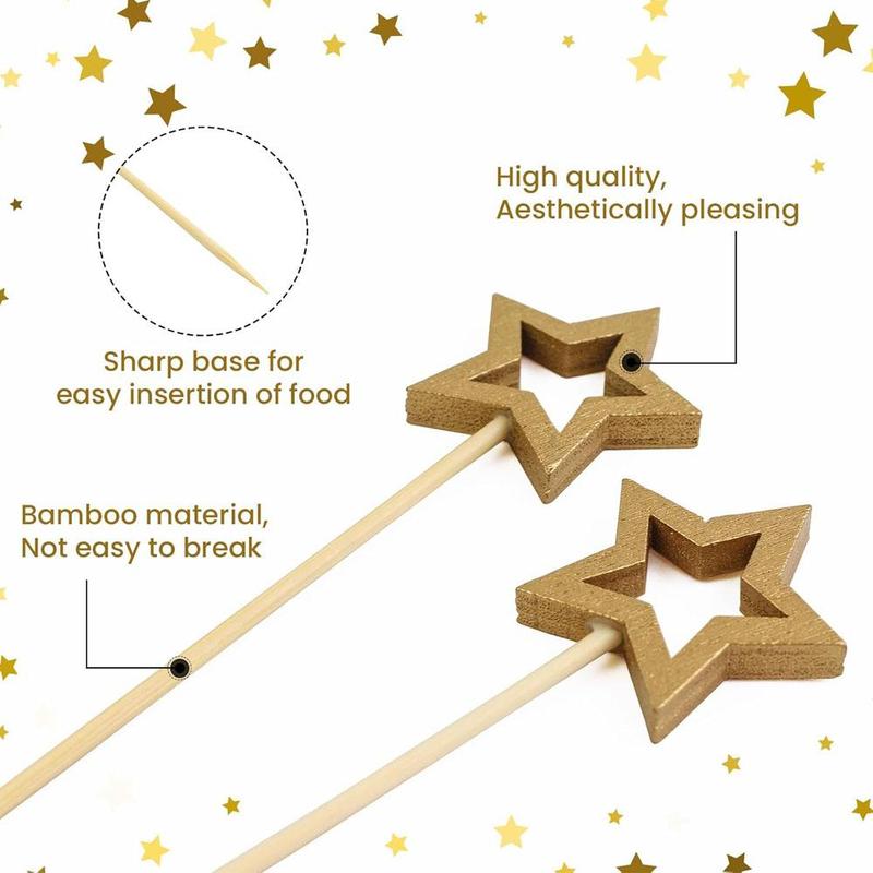 Star Shaped Wooden Toothpick, 50pcs set Disposable Fruit Stick, Party Decoration Supplies for Birthday Wedding Baby Shower