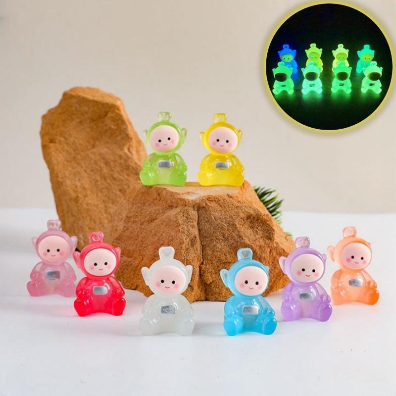 Random Color Cute Cartoon Design Miniature Ornament, 10 30pcs Luminous Miniature Ornament, DIY Decoration Accessories for Home & Garden & Car