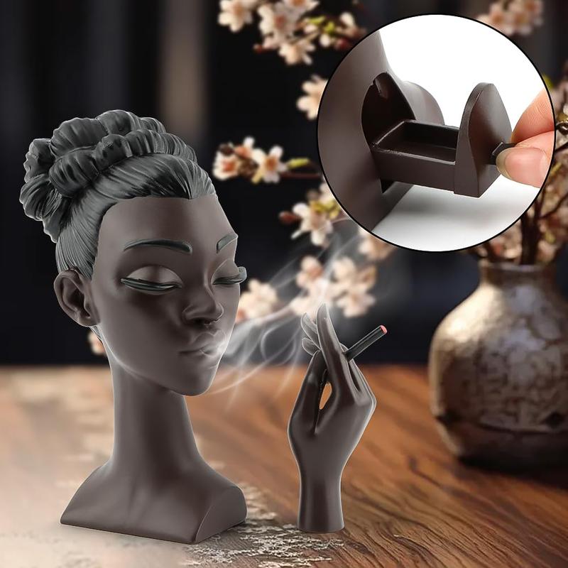 Smoking Woman Design Resin Statue, Modern Desktop Censer Ornament, Decorative Statue for Home Office Desk, Home Decor