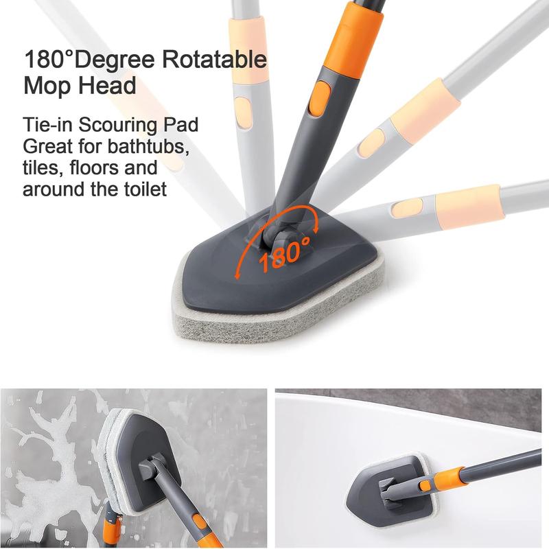 Tile Tub Scrubber Brush with 3 Different Function Cleaning Heads and 56