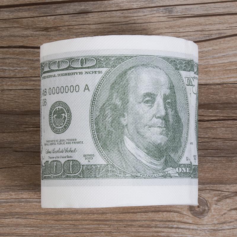 Money Toilet Paper One Hundred Dollar Bill Roll of Toilet Paper Dollar Bill Printed Household Toilet Paper for Bathroom Kitchen Workshop