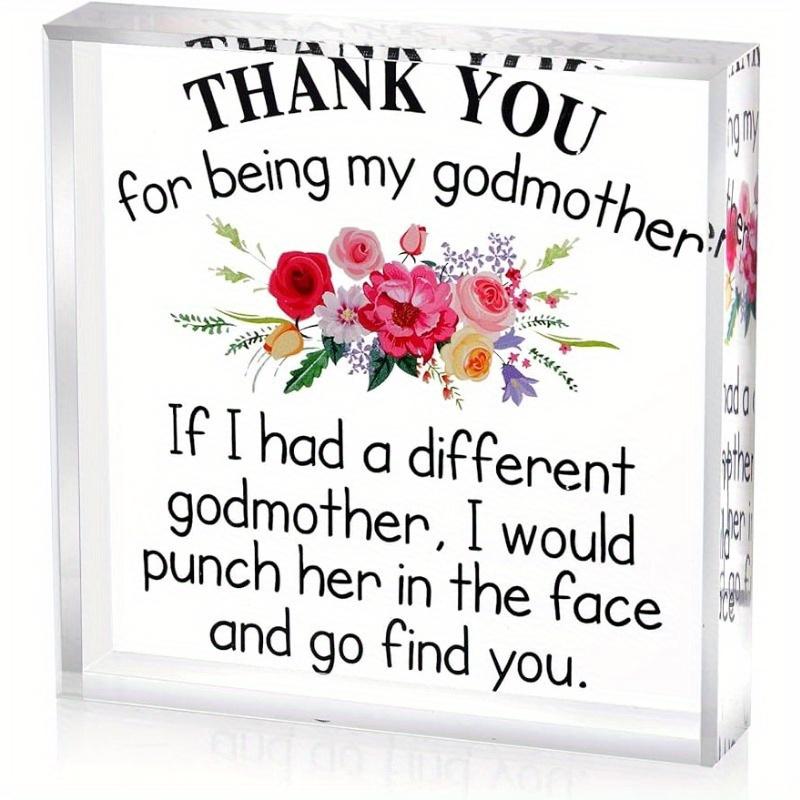 Godmother Gift from Godchild Thanks for Being My Godmother Heart Acrylic Keepsake Inspirational Gift Idea for Godmother's Birthday Mother's Day (Rose)