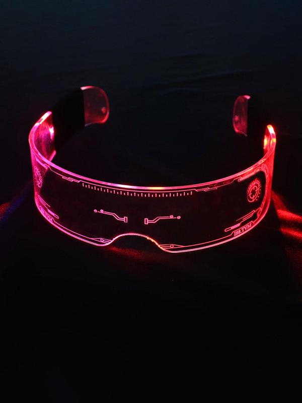 Y2k Glow in The Dark Eyeglasses for Beach Vacation, Sunglass Trends 2024 Punk Luminous Eyeglasses for Party, Club Future Tech Led Party Music Festival