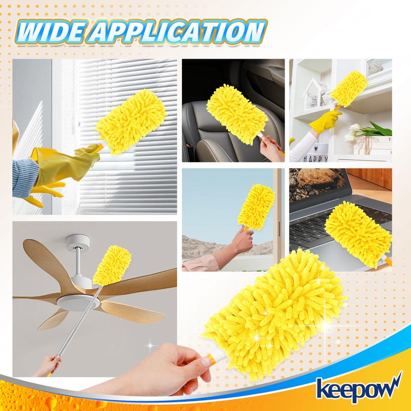 KEEPOW 6 Pack Reusable Microfiber Dusters Compatible with Swiffer Duster Refills, Washable 360° Heavy Duty Duster Refills (Handle is Not Included)