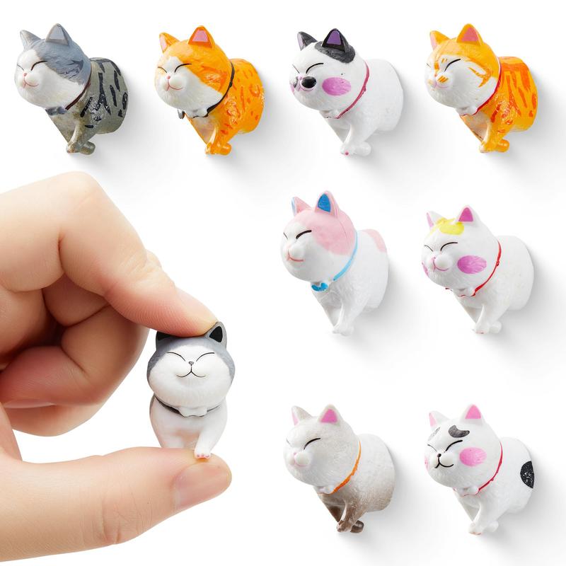 Cute Cat Design Fridge Magnet, 9 Counts set Cartoon Cat Fridge Magnet, Home Decor for Kitchen, Kitchen Accessories, Room Decor