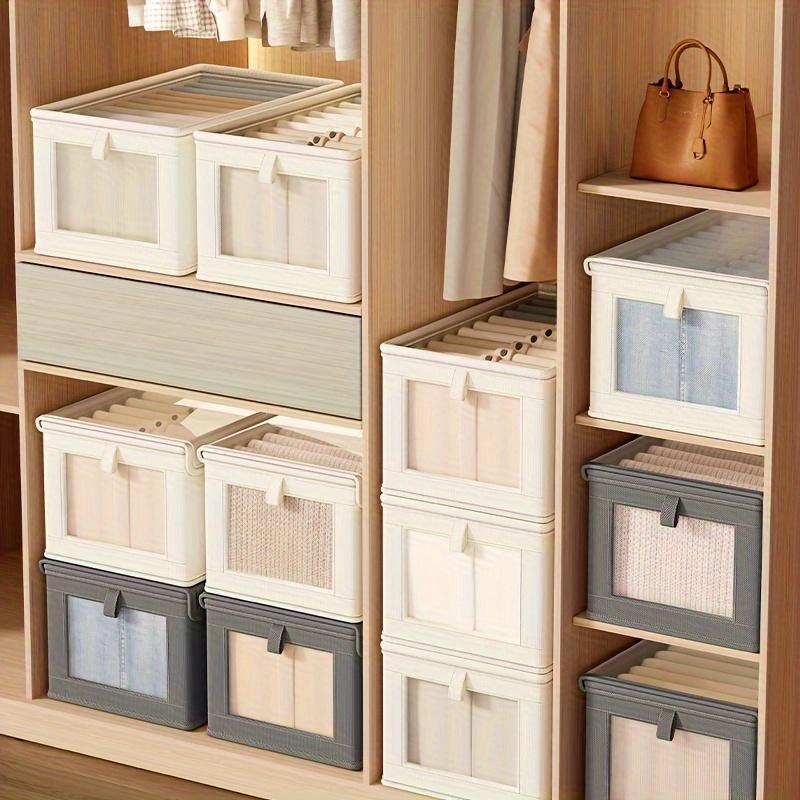 Clothes Storage Box, 1 Count Foldable Clothes Storage Organizer with Clear Lid, Clothes Storage Box for Bedroom, Wardrobe, Home Organizer