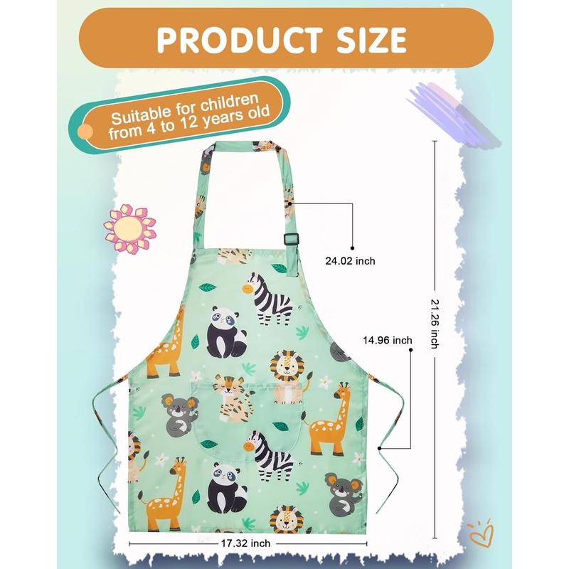 2 Pack  Apron Girls Boys for Cooking, Waterproof Art Apron with Pockets for Painting Cooking Baking