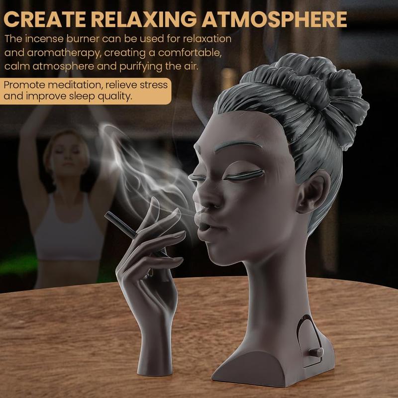 Smoking Woman Design Resin Statue, Modern Desktop Censer Ornament, Decorative Statue for Home Office Desk, Home Decor