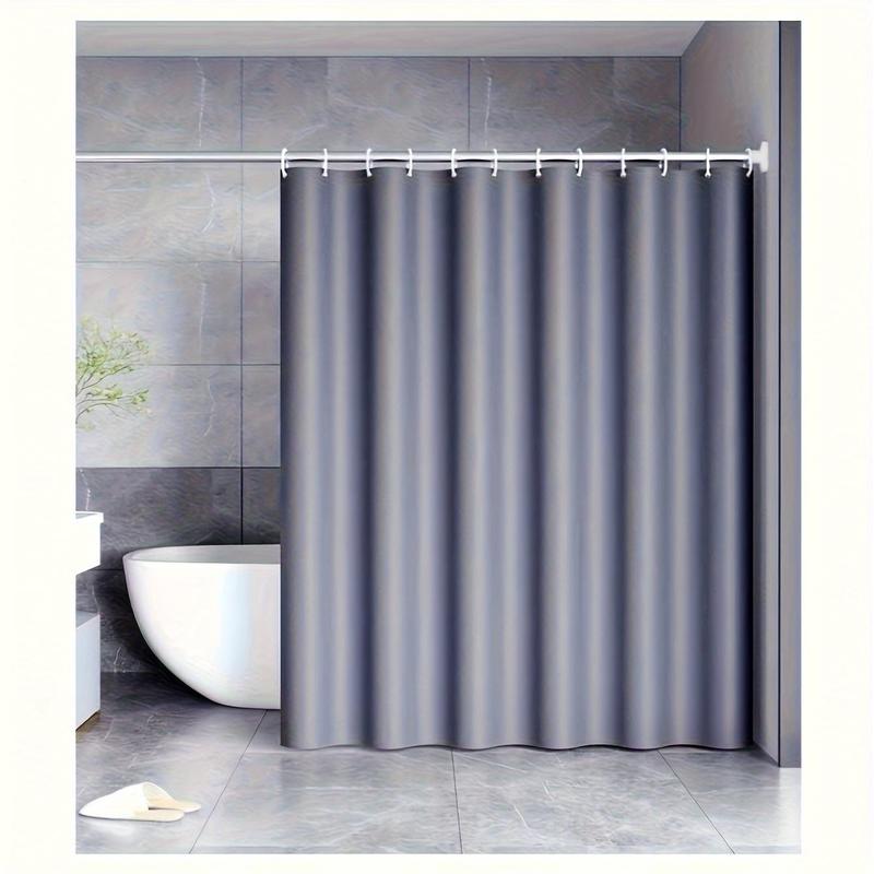 Solid Color Shower Curtain with Hooks, 1 Count Waterproof Bathroom Partition Curtain, Bathroom Accessories, Home Decor Supplies