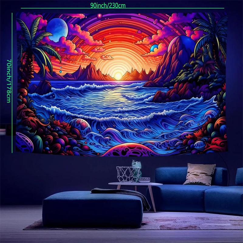 Sunset & Beach Pattern Tapestry, Wall Hanging Tapestry, Wall Art Decor for Home Living Room Bedroom