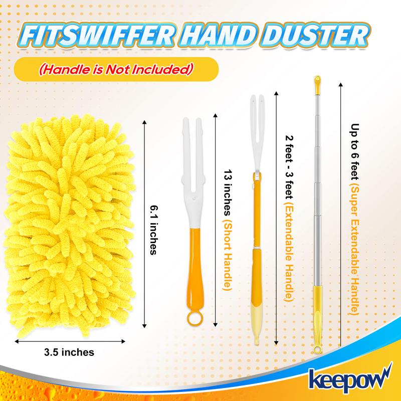 KEEPOW 6 Pack Reusable Microfiber Dusters Compatible with Swiffer Duster Refills, Washable 360° Heavy Duty Duster Refills (Handle is Not Included)