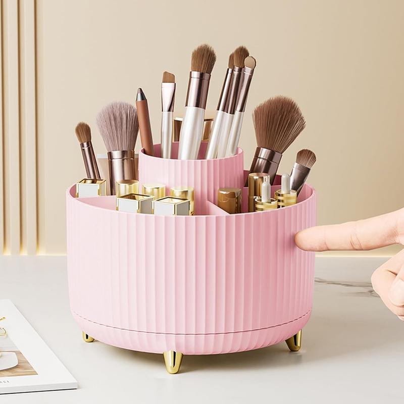 Makeup Brush Holder Organizer,360 Rotating Makeup Brush Organizer,5 Slot Make up Brushes Cup for ,  Polish, Art Supply, Bathroom Vanity Desktop Organizer - Pink