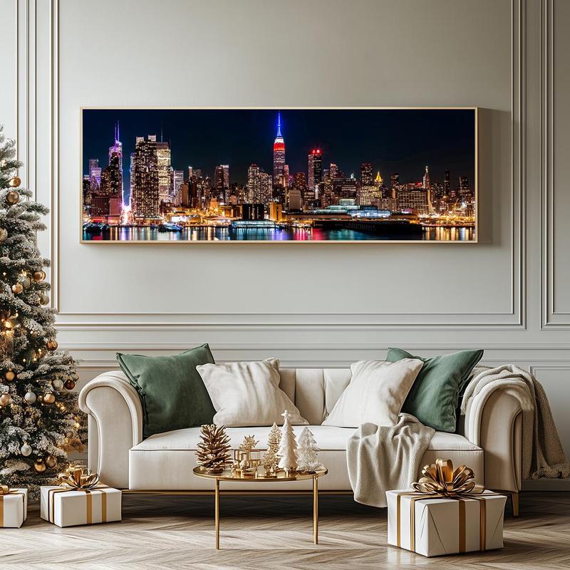 City Night View Canvas Poster without Frame, 1 Count Beautiful City Scenery Painting, Wall Decor for Home Living Room Bedroom Office