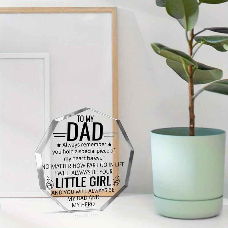 Acrylic Puzzle Shaped Plaque, To My Dad Letter Festive Decorations, Appreciation Gift for Dad Birthday Father's Day Home Office Decor