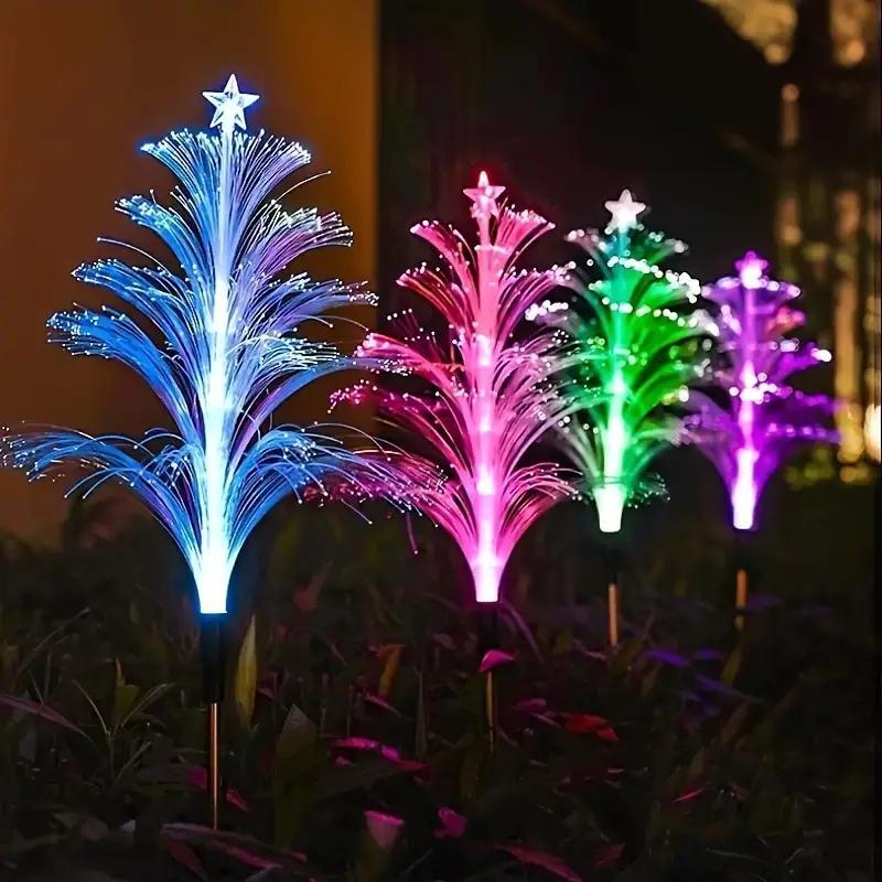 Christmas Solar Powered Tree Shaped Light, 2 4 Counts Waterproof LED Decorative Light Garden Decorations, Outdoor Decorative Light for Garden Path Holiday Decoration